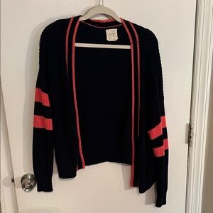 Madewell Black and Coral Striped Cardigan